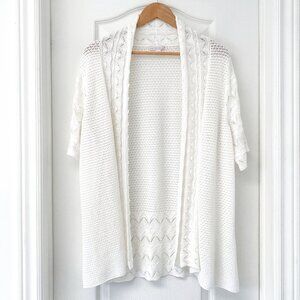 Westport 1962 Ivory Open Knit Lace Cardigan Women’s 2X Boho Lightweight Layering